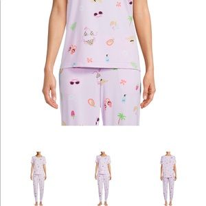 Women’s Plus T shirt & joggers pajama set 2- piece sky pink beach